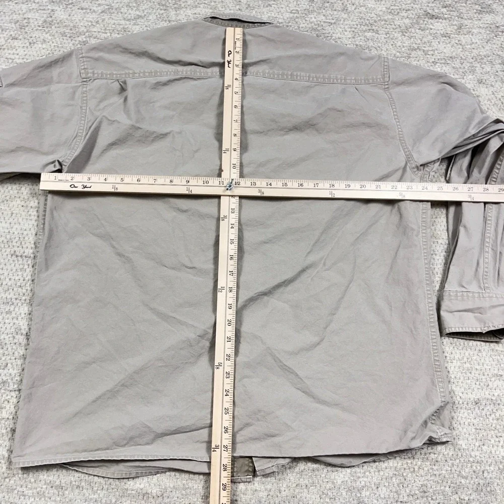 Cabelas Safari Shirt Men Large Tan Khaki Pockets Camp Hiking Guide - Picture 10 of 14